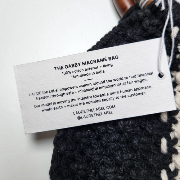 Laude the Label Gabby Mini Macrame Bag Black/White - Picture 9 of 15